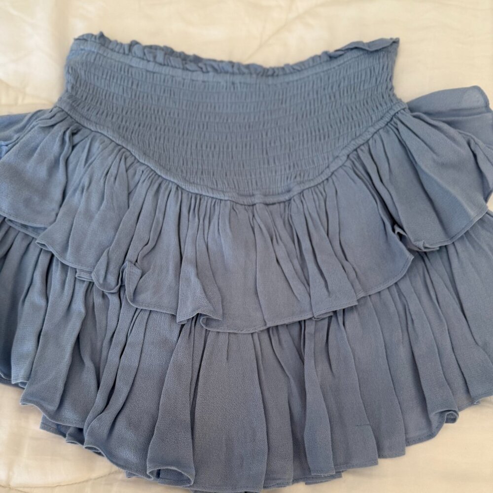 Rock and Rags Tiered Dusty Blue Mini Skirt (XS)